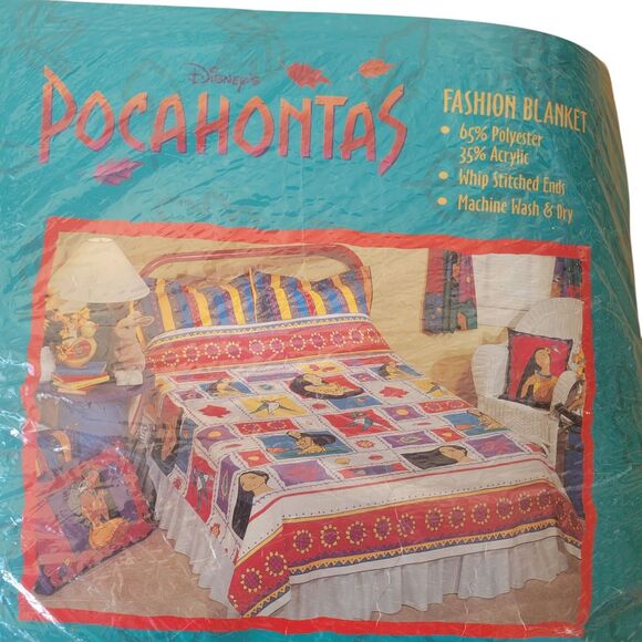 Rare NWT Vintage 1995 Disney Pocahontas Twin/Full Blanket –Holiday Gift - Picture 7 of 9